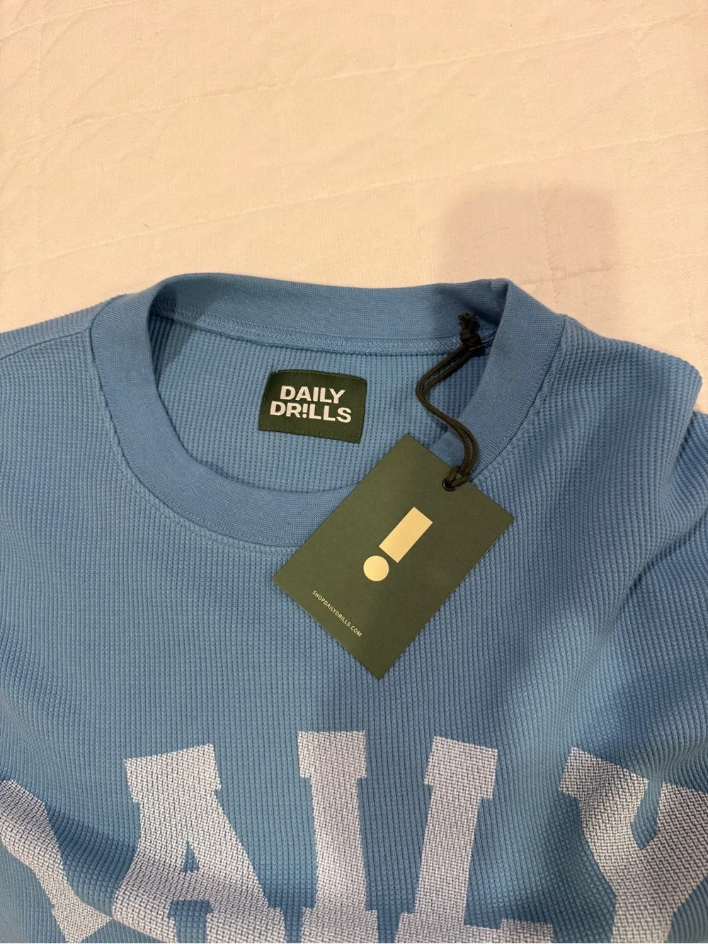 Daily Drills Blue Waffle Knit Logo Crewneck - Picture 2 of 4